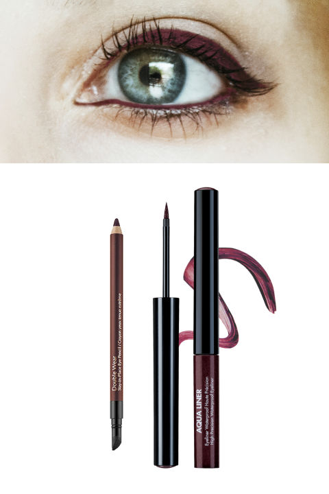 Accentuate the blue amidst the gray-scale with a contrasty vivid red-brown. The wine hue will not only make your eyes pop, but make you feel as warm and fuzzy as a glass of merlot.Try: Make Up For Ever Aqua Liner in Sparkling Plum Burgundy ($23) or Estee Lauder Double Wear Stay-in-Place Eye Pencil in Burgundy Suede ($23).