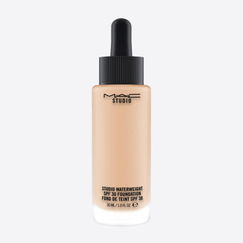 Finding that happy medium between providing soft, yet solid coverage without drying out the skin, this water-like, gel-serum foundation works on ALL skin types and provides SPF 30 protection. Plus, it comes in a cool dropper bottle.MAC Studio Waterweight SPF 30 Foundation, $33; macys.com.