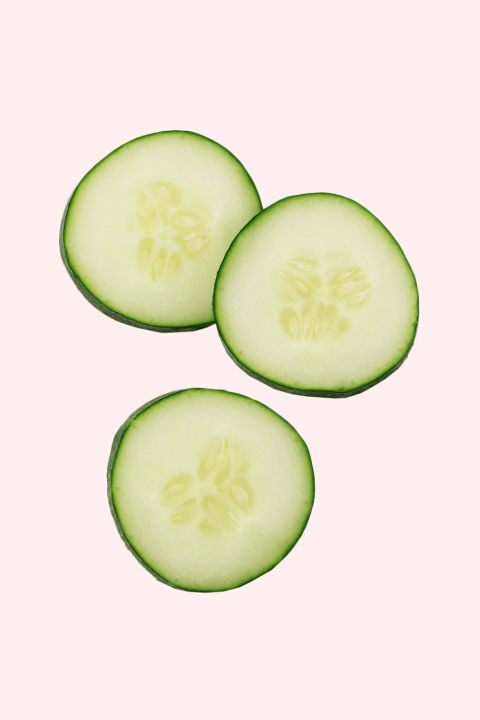 Cucumbers make for great natural toners, so if you're grabbing lunch at the salad bar, nab a few extra. Rub them on your face so that their juice cools you down. Leave it on for as long as you want. It's even fine to put on top of your foundation, too.