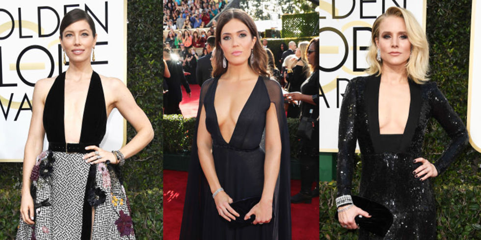 Image result for plunging necklines golden globes