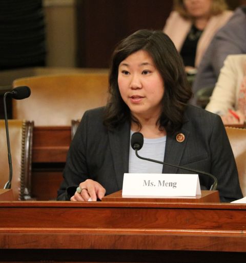 Congresswoman Grace Meng (D-NY) testifying before the House Ways and Means Committee regarding menstrual equity
