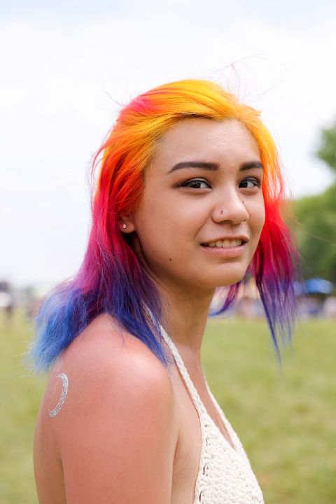 Would you believe this impressive rainbow dye job was learned from a YouTube tutorial? Neither could we.&nbsp;