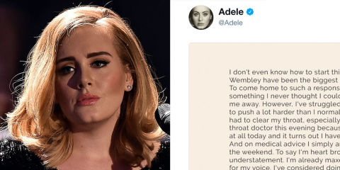 Adele Cancels Tour After Damaging Vocal Cords