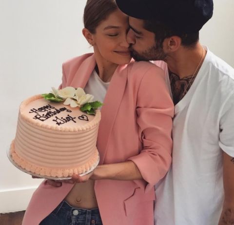 On her birthday, Gigi posted this picture of her and Zayn celebrating together.&nbsp;
