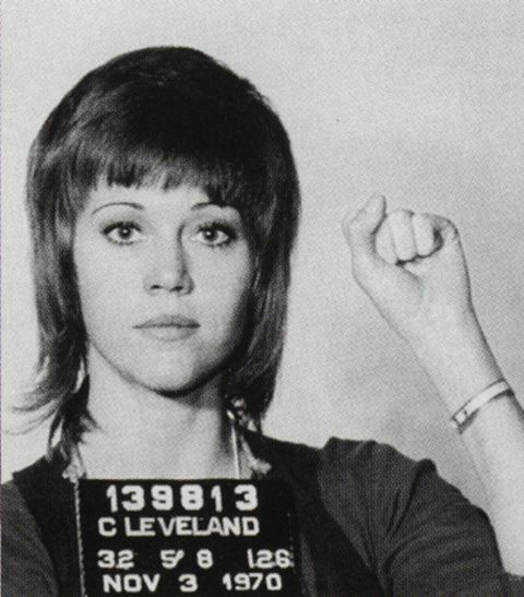 Actress Jane Fonda was arrested at a&nbsp;Cleveland airport on November 3, 1970&nbsp;while on her way back from speaking at a Vietnam War fundraiser. She was wrongfully accused of drug smuggling. "They discovered a large bag containing little plastic envelopes marked (in red nail polish) 'B', 'L', 'D'–signifying breakfast, lunch, and dinner—that contained the vitamins I took with each meal," she explained in a blog post. "They confiscated that as well as my address book (which was photocopied) and arrested me for drug smuggling." You can buy a mug with Jane's mug shot on it over on her website.&nbsp;
