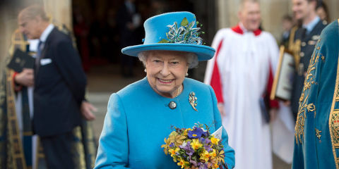 Queen Elizabeth II smiles as she leaves the annual Commonwealth Day service on Commonwealth Day on March 14, 2016 in Westminster Abbey, London | ELLE UK