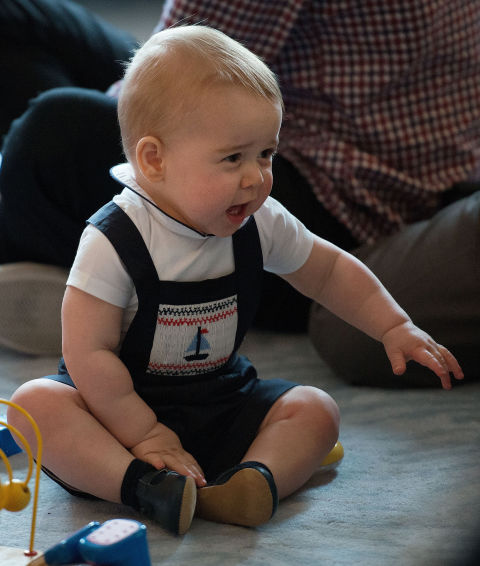The British Royals have their fair share of boats at their disposal (yachts, more like), and from the look of his wardrobe, Prince George already has his sea legs. During the Australia and New Zealand Royal tour back in April, he sported two nautically inspired ensembles. The first was during a play date—navy shortalls with an embroidered sailboat. His second, was a white onesie with a whole fleet of baby blue boats sewn on the front when he arrived (with mom and dad) at the Sydney airport.
