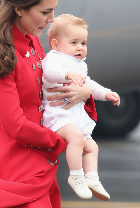 If we learned anything about Prince George's style during his days down under, it's that the little prince loves a good cardigan. First, at the family's arrival in New Zealand where he wore a daring all-white ensemble, complete with his go-to fashion item—alongside Kate's all-red outfit. He finished off the tour like he started, and said his final goodbyes in bright red.