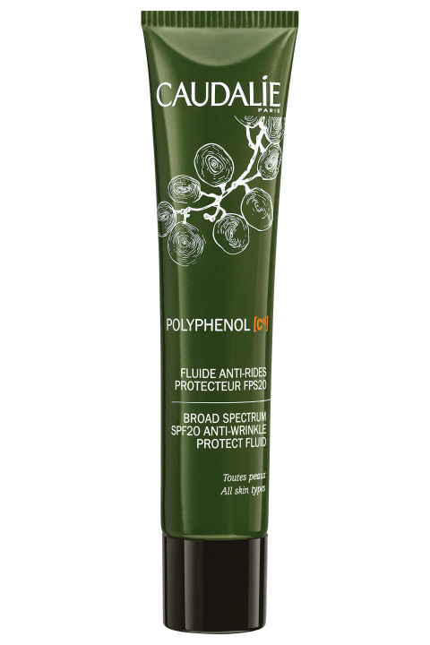Caudalíe Polyphenol C15 SPF20 Anti-Wrinkle Day Fluid, $49, caudalie.com.
